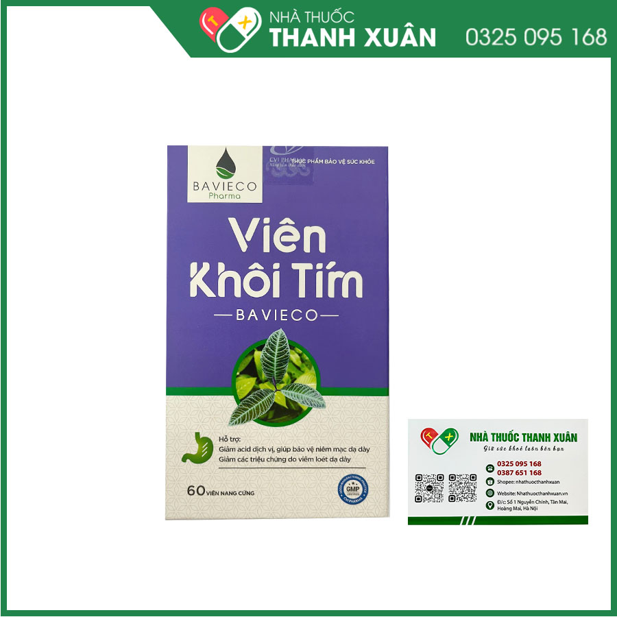 Viên Khôi Tím Bavieco giảm viêm loét dạ dày